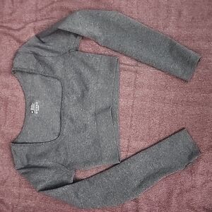 Gym Flex Women's Grey Long Sleeve Cropped Top Size Medium